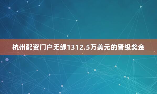 杭州配资门户无缘1312.5万美元的晋级奖金